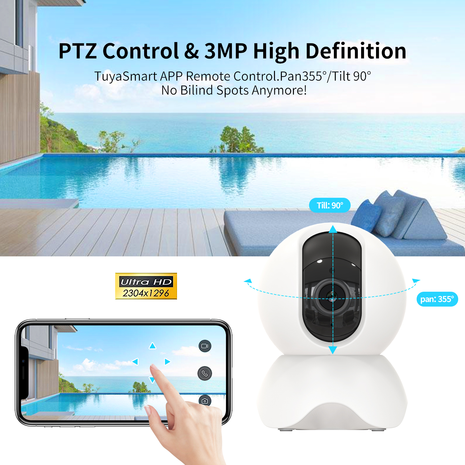 Home security camera smart echo show/google home support 2MP/3MP HD P2P wireless CCTV indoor wifi mini IP camera