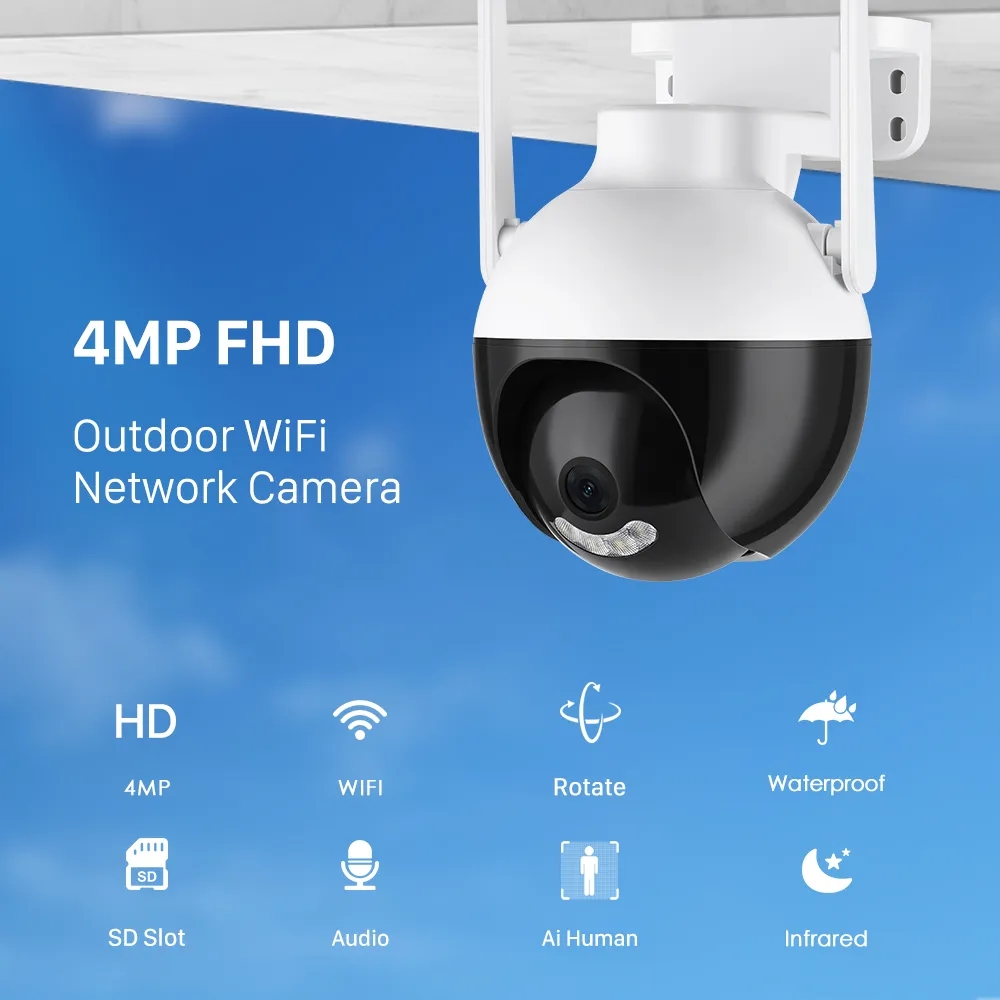 High Quality New Products Outdoor 4MP Ptz Camera 180 Degree Wide Angle Ip Camera Auto Tracking Outdoor Ptz Camera