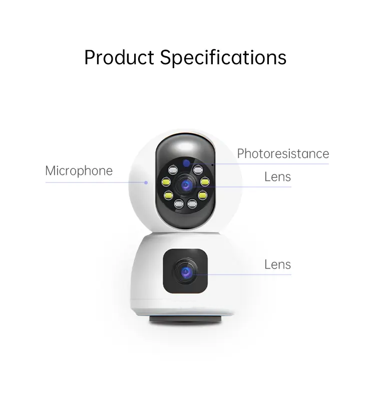 New Dual Lens Indoor Wireless Camera  Two Way Audio Motion Tracking Alarm Push 1080P PTZ Network Camera