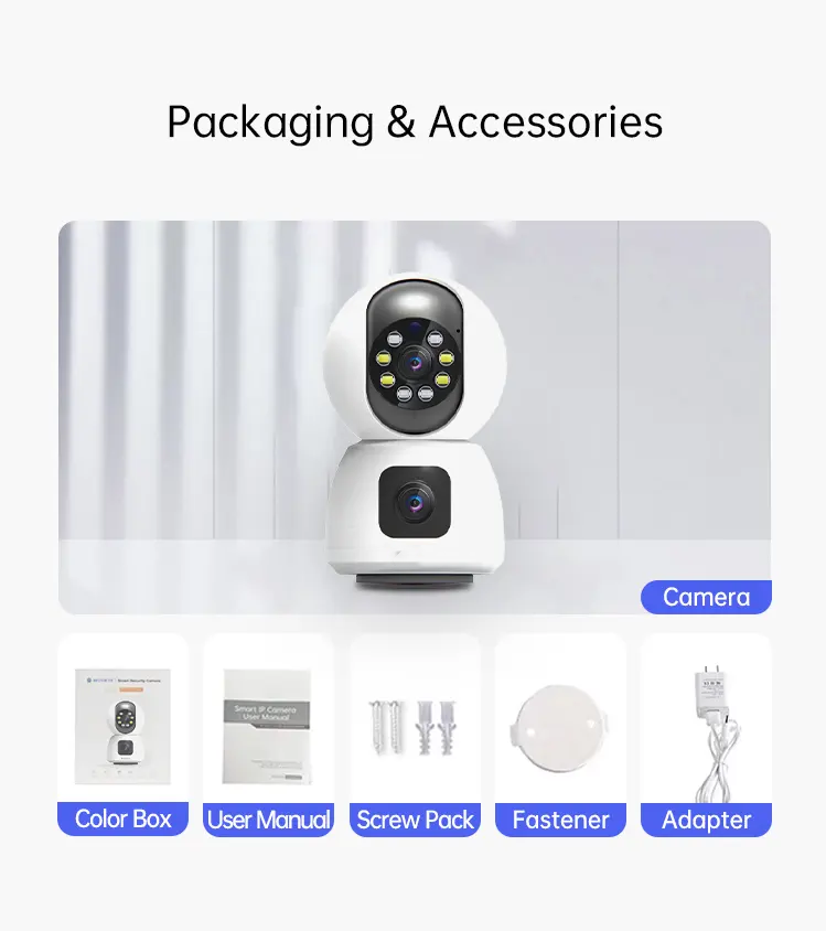 New Dual Lens Indoor Wireless Camera  Two Way Audio Motion Tracking Alarm Push 1080P PTZ Network Camera